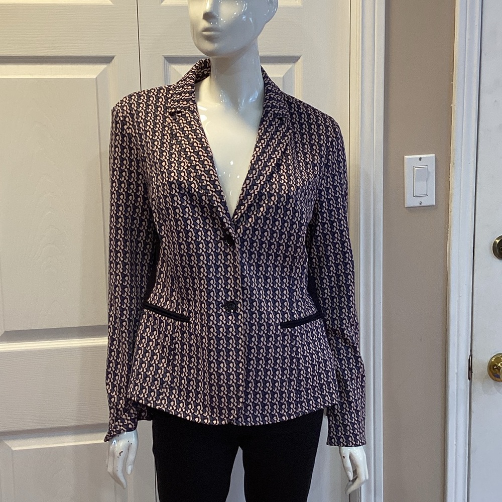 Marc Cain Women's Black, Blue and Pink Patterned Blazer